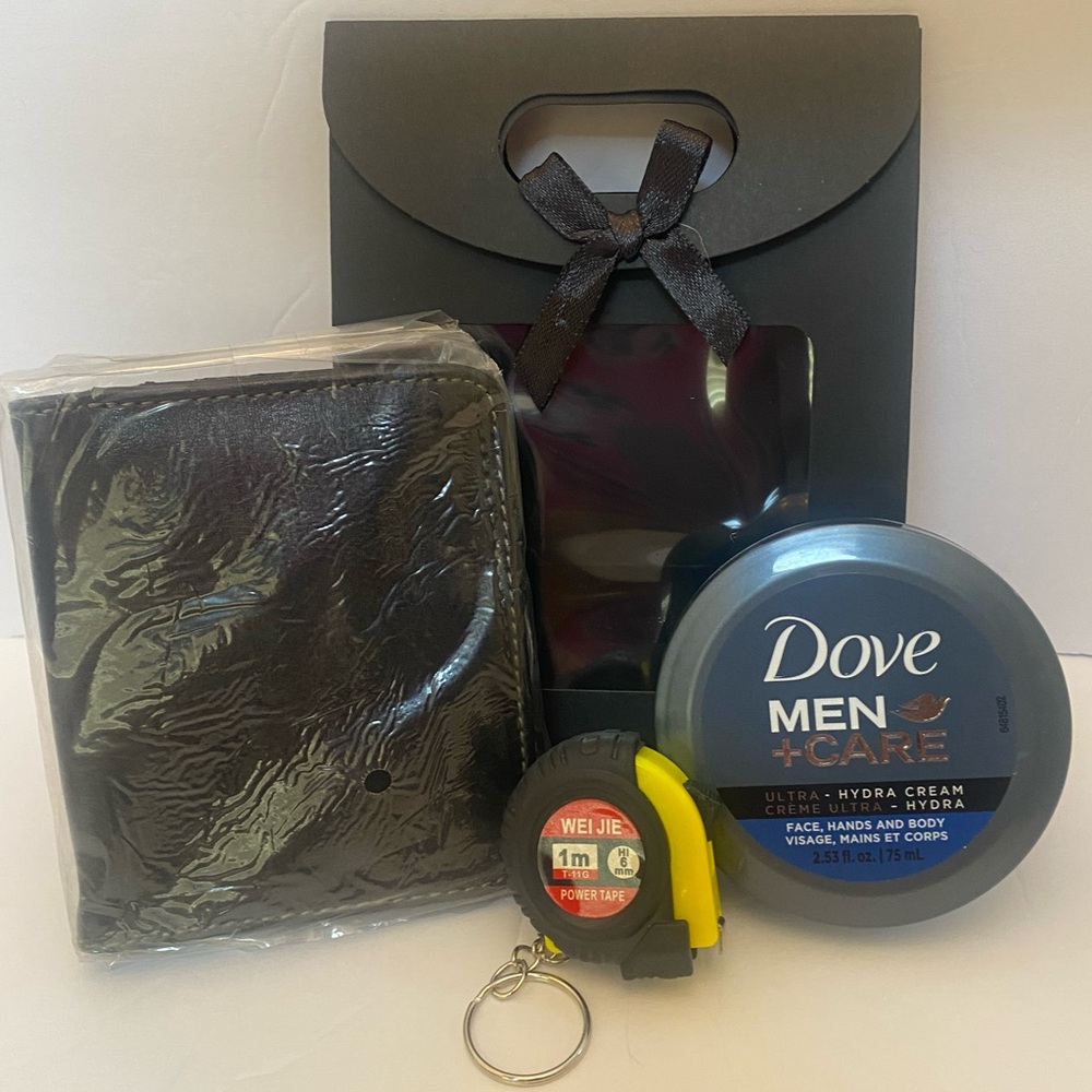 Men’s Bundle: Wallet, Dove Men’s Cream, Mini Tape Measurer Keychain - Brand New - Picture 3 of 14